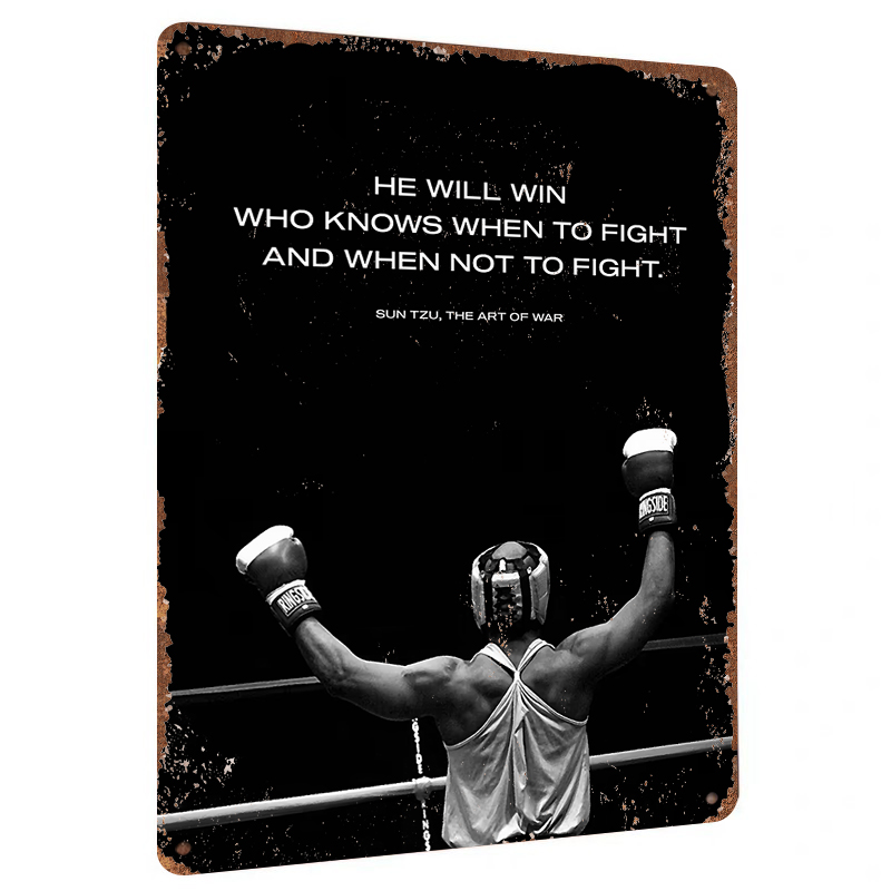 Home Gym Quotes - Sun Tzu Quote Boxing Themed Metal