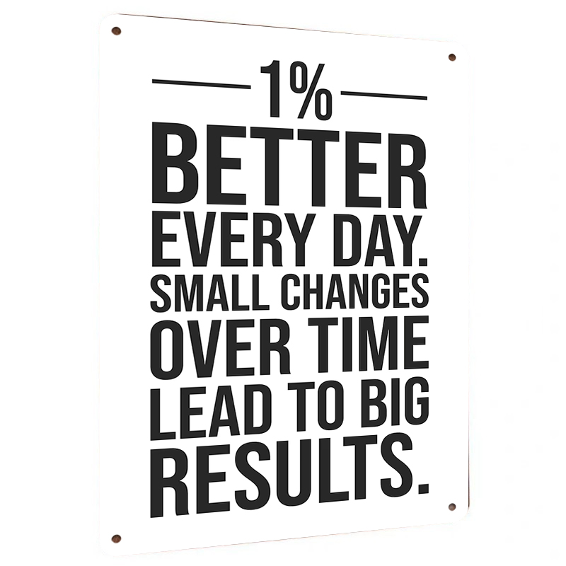 Home Gym Quotes - 1% Better Every Day Motivational Metal