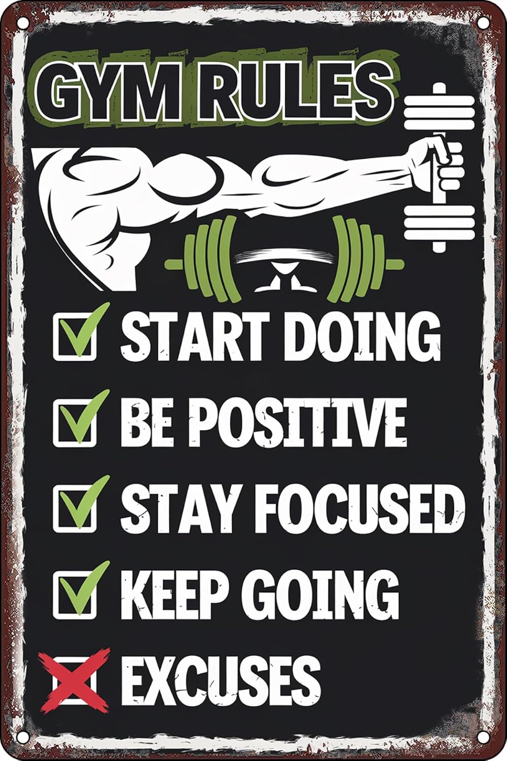Gym Rules Vintage Metal Tin Si - đánh giá và giá Home Gym Quotes