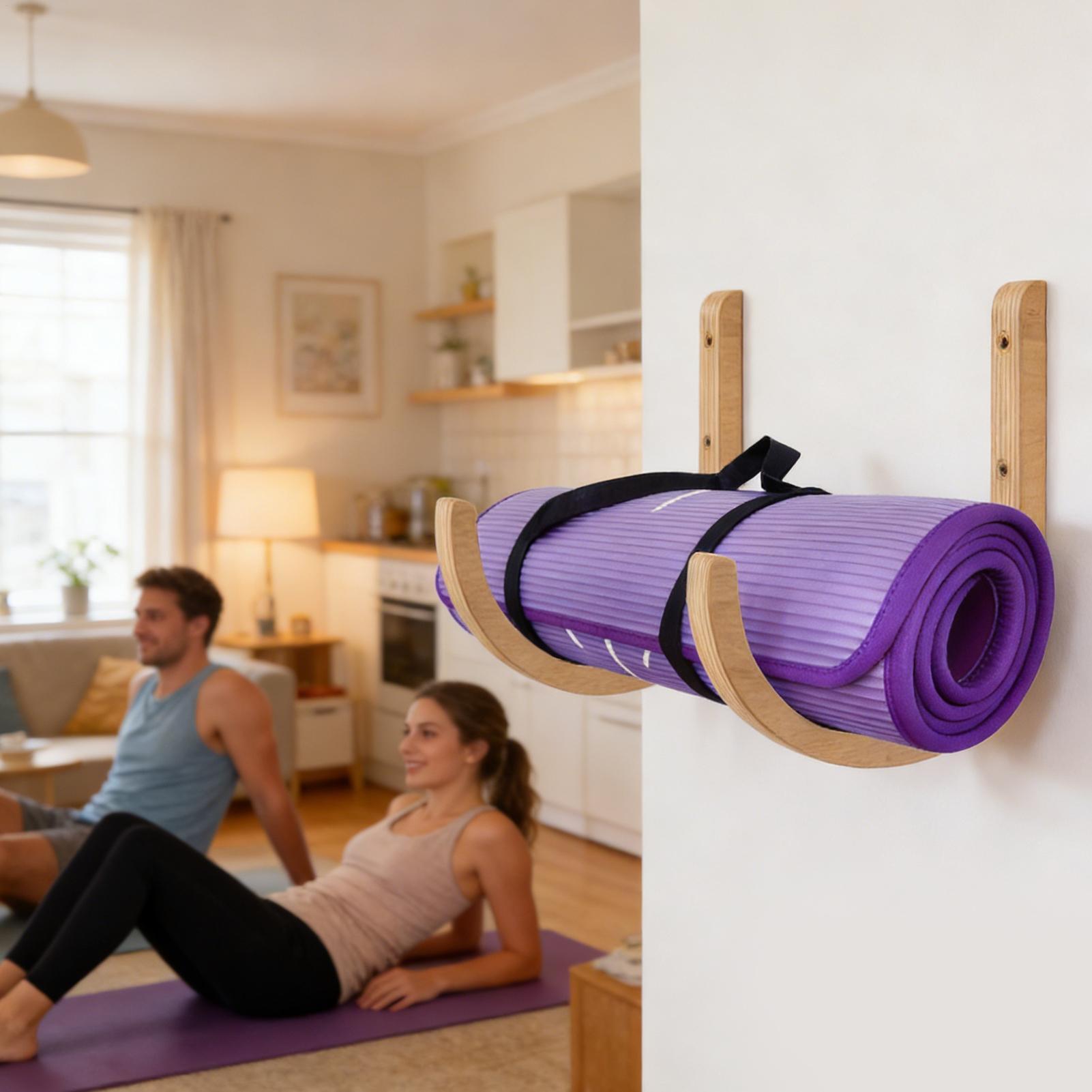 Wooden Yoga Mat Holder Wall Mo - đánh giá và giá Home Gym Yoga Storage