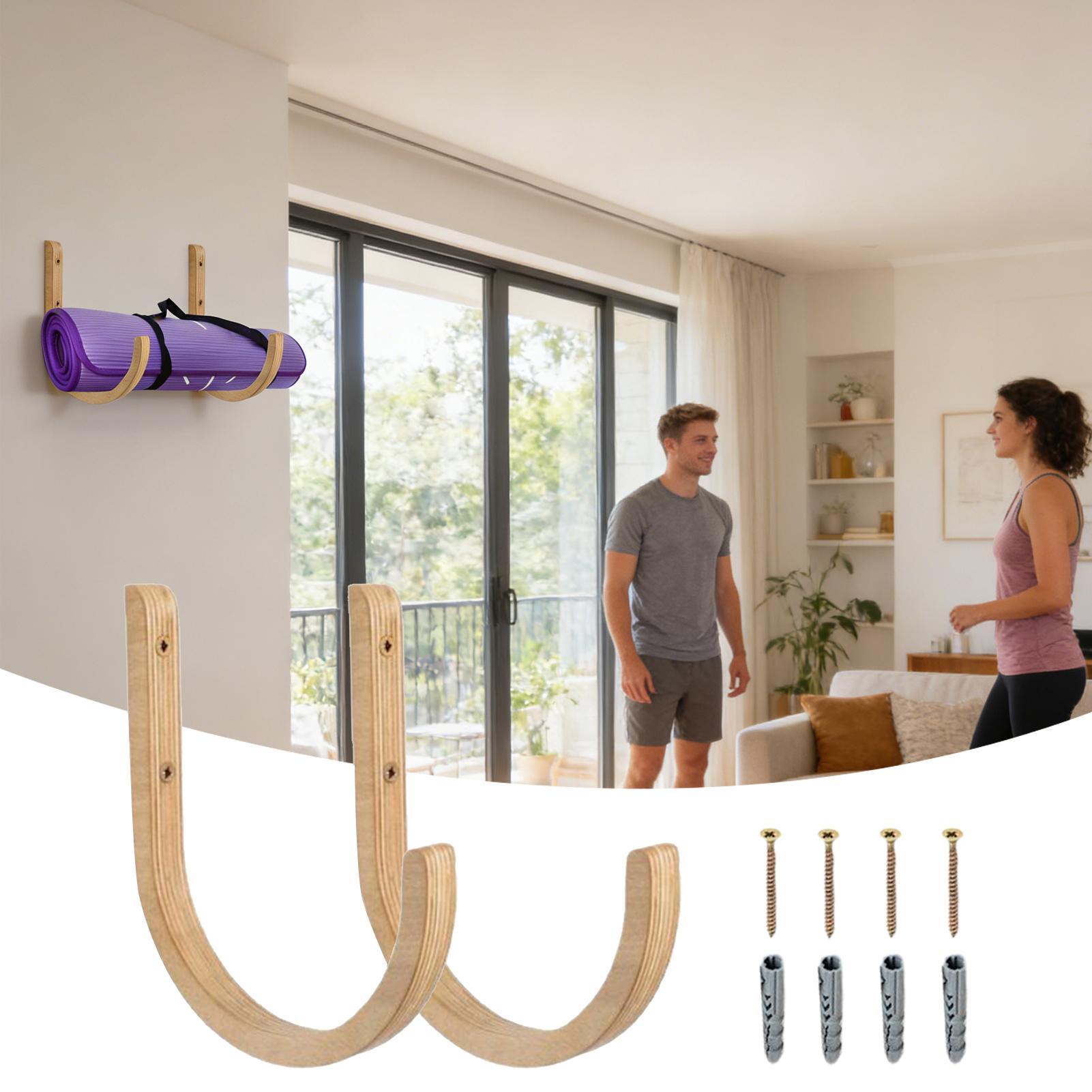 Wooden Yoga Mat Holder Wall Mo - đánh giá và giá Home Gym Yoga Storage