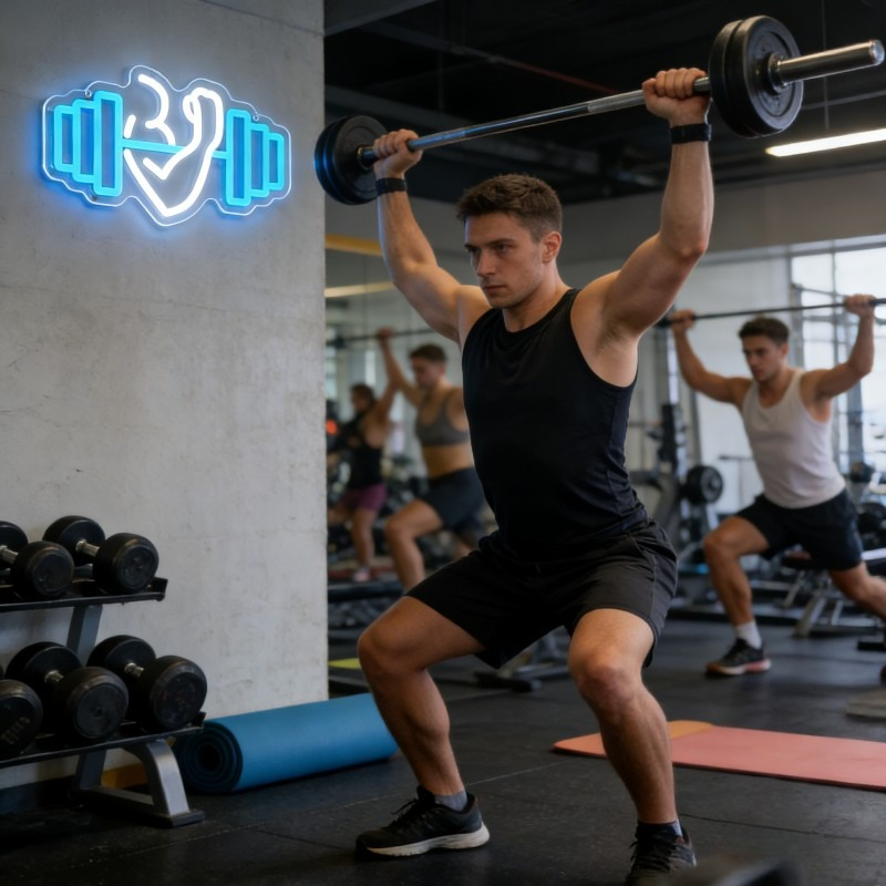 Bicep Dumbbell Neon Sign LED W - đánh giá và giá Home Gym Quotes