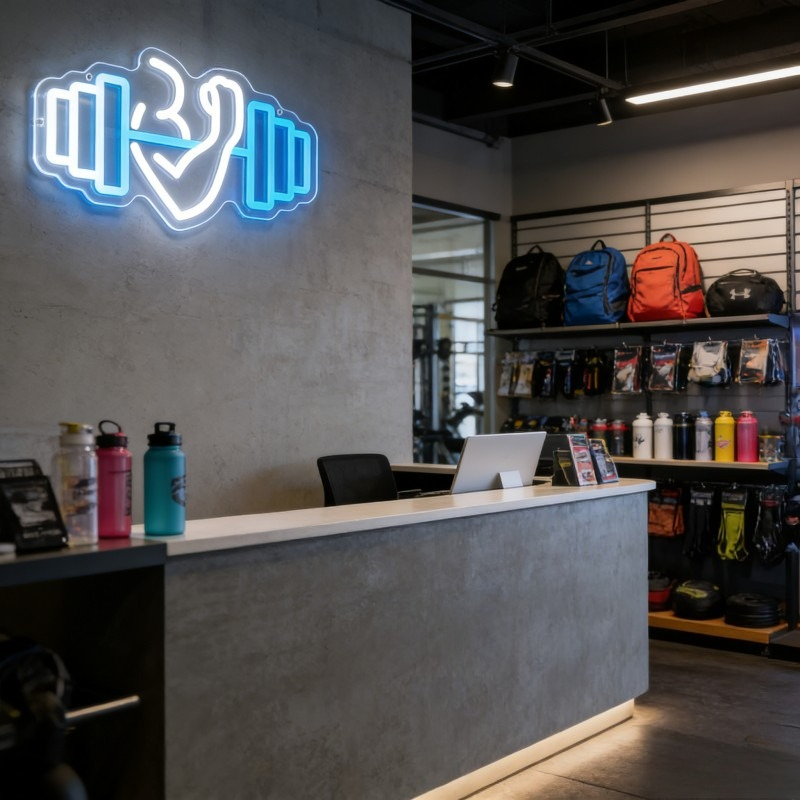 Bicep Dumbbell Neon Sign LED W - đánh giá và giá Home Gym Quotes